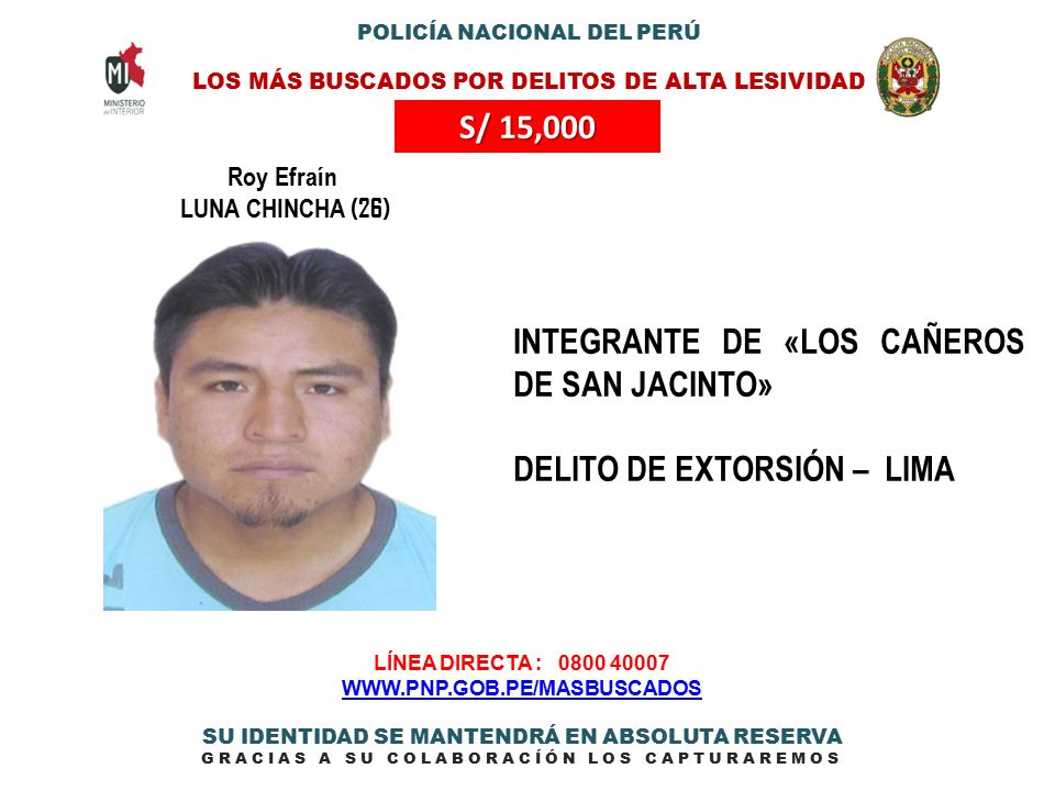 Chimbote: cae otro de los más buscados de la PNP y por quien se ofrecía 15 mil soles de recompensa