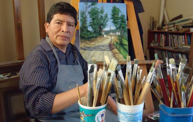 Artista ancashino, Teófilo Villacorta Cahuide, expone en Colombia