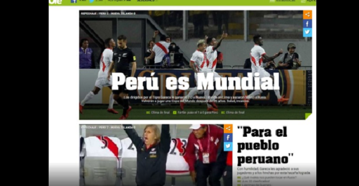 Perú es Mundial después de 36 años, enfoque de la prensa extranjera