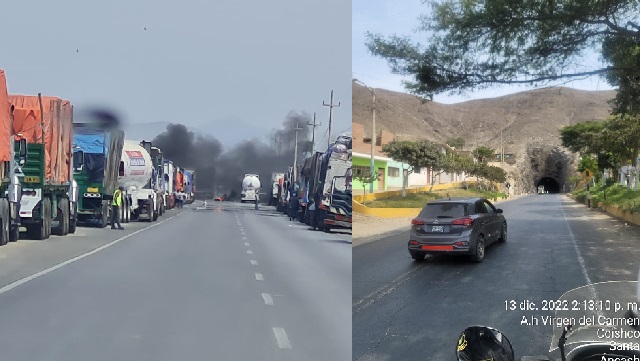 Bloquean carretera en Guadalupito y policía desmiente cierre de túnel de Coishco