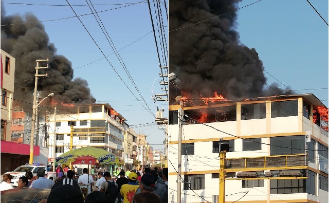 Investigan incendio en el quinto piso de un edificio en el centro de Chimbote