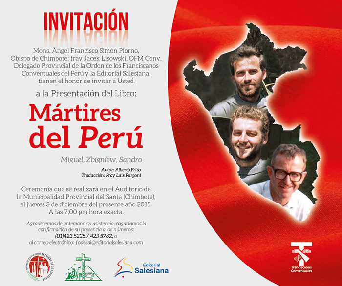 Presentarán en Chimbote libro Mártires del Perú de la Editorial Salesiana