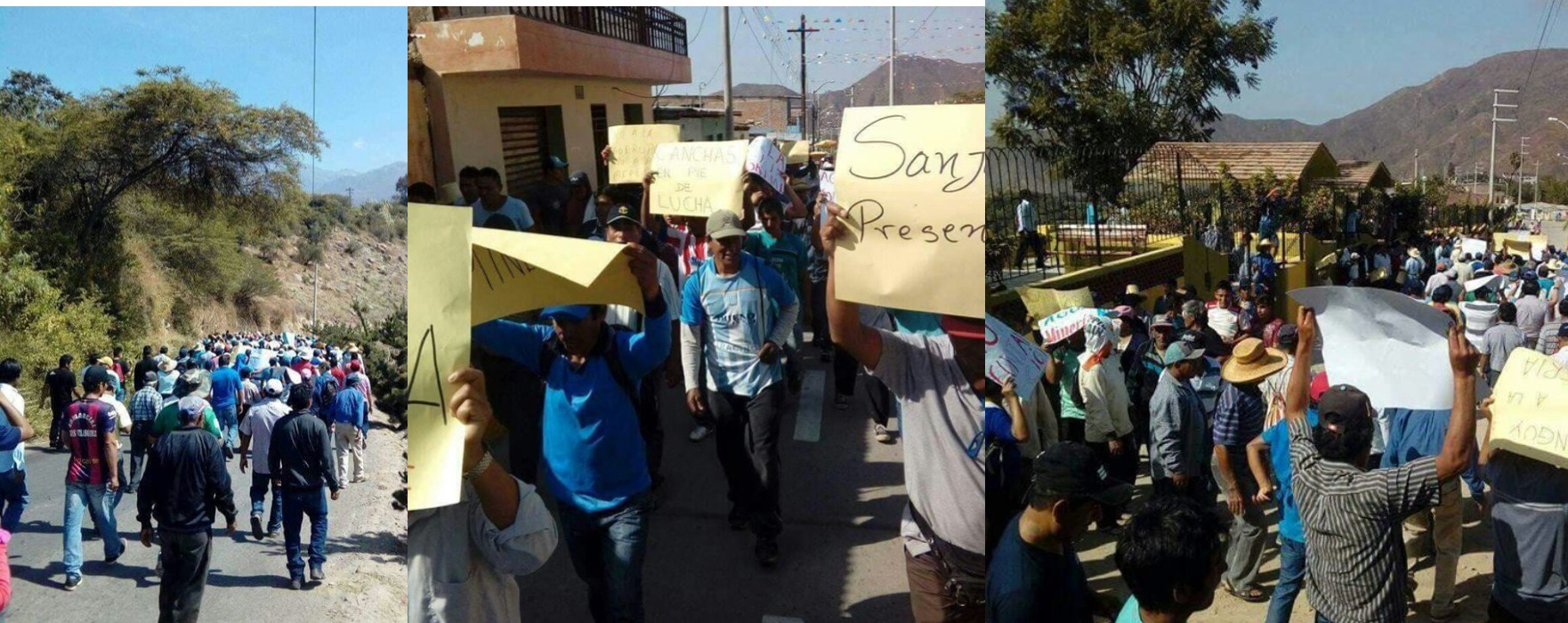 Cáceres del Perú: con pancartas pobladores se movilizan en rechazo a las mineras informales