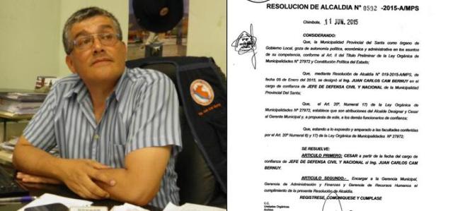 Chimbote: Jefe de Defensa Civil es cesado presuntamente por cobrar coima a dueño de discoteca