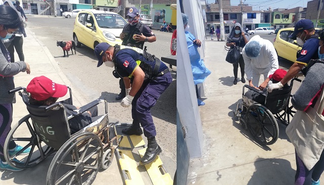 Auxilian a septuagenaria que se desmayó en el frontis del Banco de la Nación de Chimbote