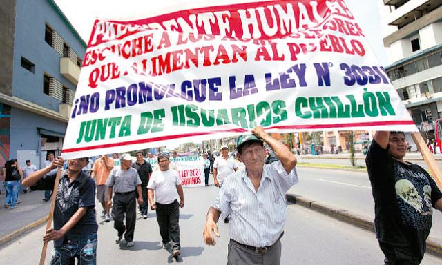 Mañana paro por Ley de las Organizaciones de Usuarios de Agua