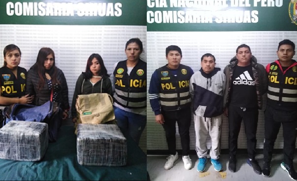 Áncash: detienen a 4 sujetos trasladando 23 kilos de marihuana en un bus en la provincia de Sihuas