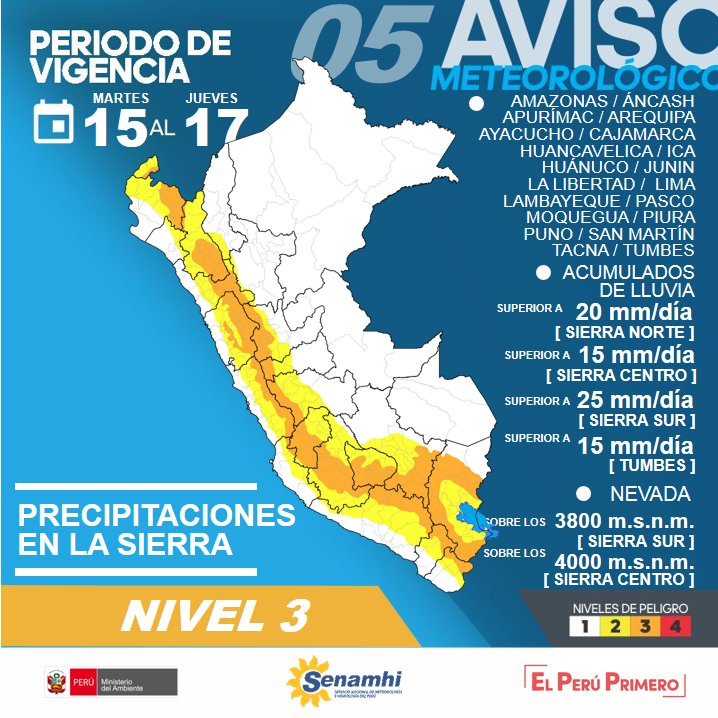 Sierra soportará lluvias y nevadas desde hoy hasta el jueves 17 de enero