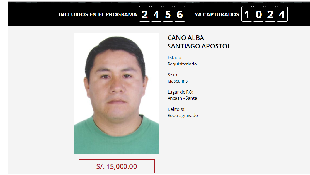 Cayó uno de “Los Más Buscados” por robo agravado en Chimbote, ofrecían 15 mil soles por su cabeza