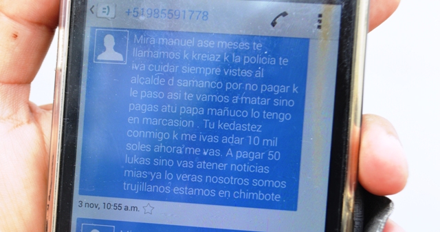 Le exigen 50 mil soles a alcalde de Nepeña para que no lo maten como a Francisco Ariza