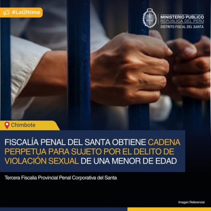 Dictan cadena perpetua para sujeto por violacion sexual a una menor 