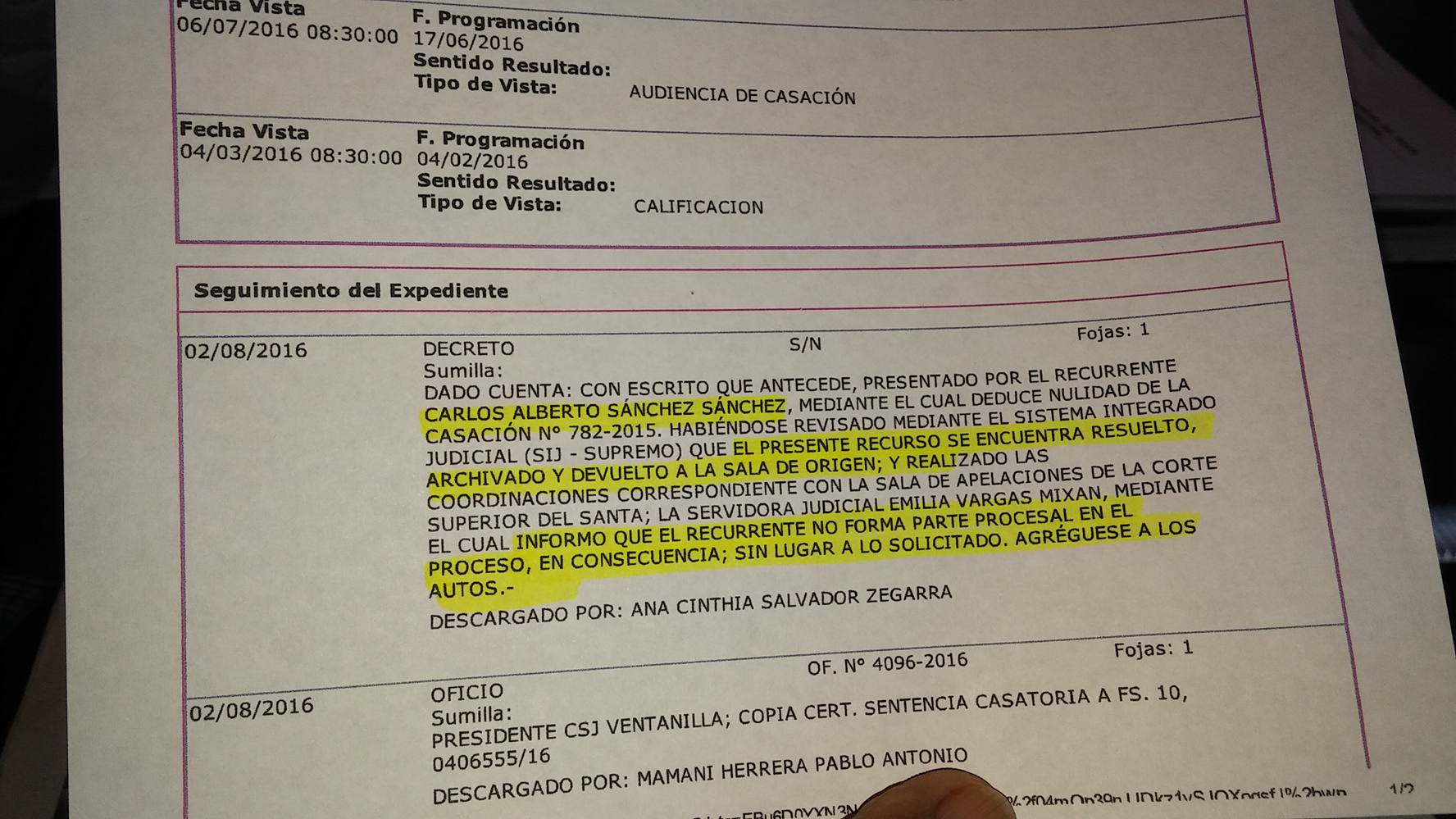 Chimbote: desestiman pedido de nulidad del fallo que absolvió a Victoria Espinoza