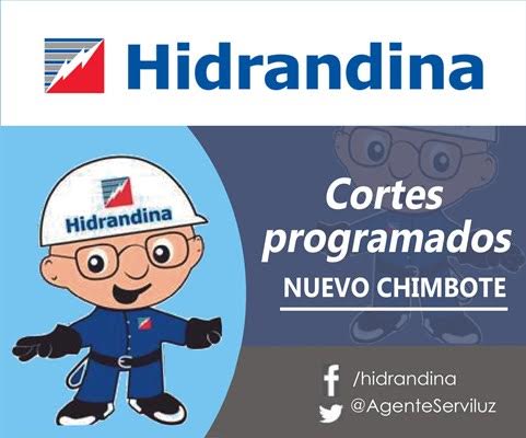 Hidrandina programó corte de luz para jueves 29 de octubre en Nuevo Chimbote