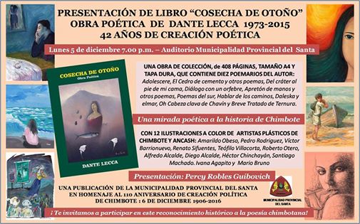 Municipalidad Provincial de Santa publica obra poética de Dante Lecca