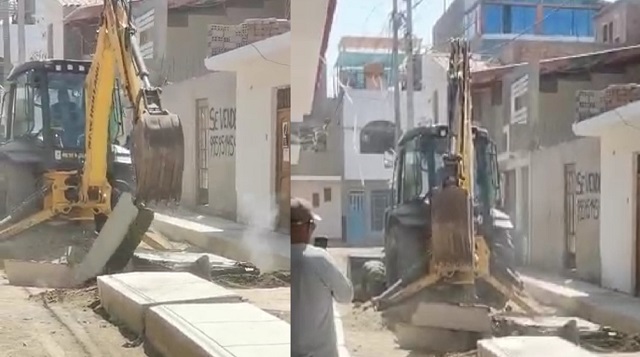 Subcontratista destruye veredas porque empresario de Municipio de Nuevo Chimbote no le paga