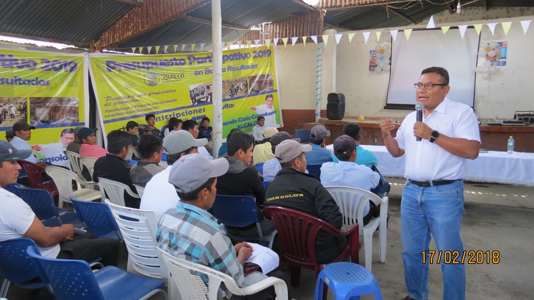Pobladores de Quillo definen 10 proyectos en sesión de Presupuesto Participativo