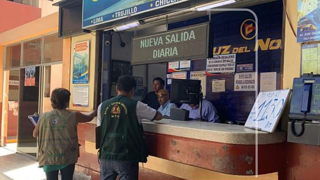 Reinspección en oficinas de Transporte en el Terminal Terrestre de Chimbote