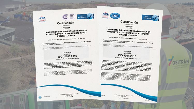 Ositrán renueva certificaciones ISO y compromiso con la calidad y el antisoborno