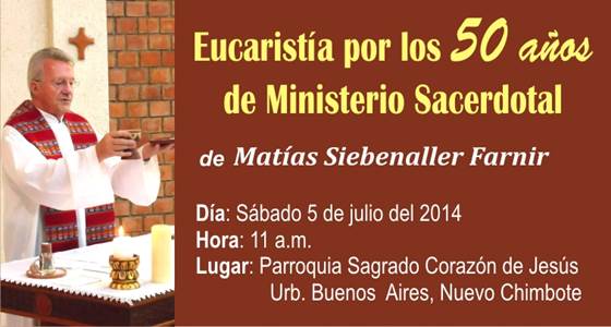 Celebrarán eucaristía por los 50 años de sacerdocio del padre Matías