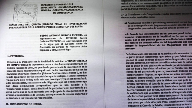 Jaime Casana pide que asesinato de exalcalde de Samanco sea investigado en Lima