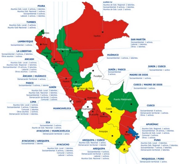 La mayor cantidad de conflictos sociales se ubica en Áncash 