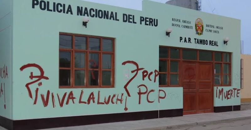 Tambo Real: Aparecen pintas subversivas en puesto policial listo para inauguración 
