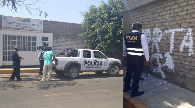 Desconocidos realizan pintas con el símbolo del MRTA en pared de hospital de Casma