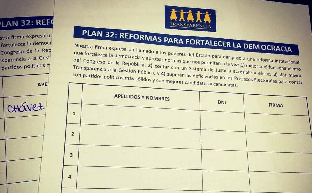 Transparencia recogerá firmas para demandar debate sobre la reforma institucional