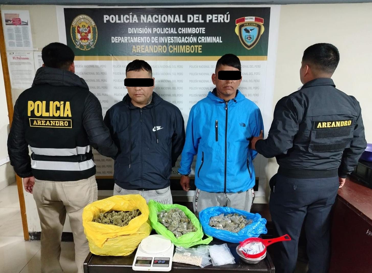  Intervienen a dos sujetos implicados en el delito de tráfico ilícito de drogas en Chimbote