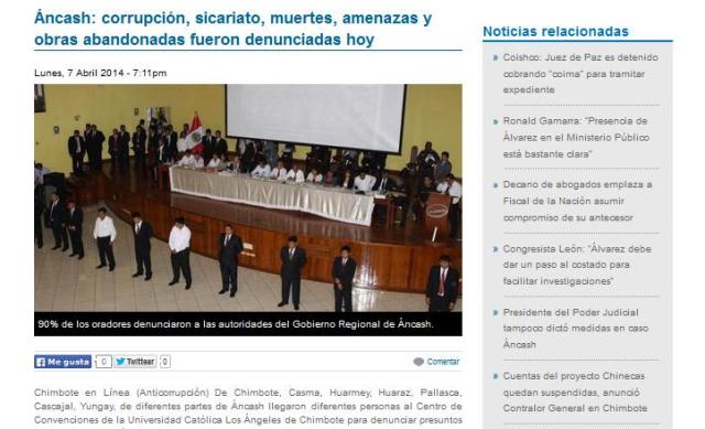 Se triplicó lectoría de Chimbote en Línea por audiencia pública anticorrupción