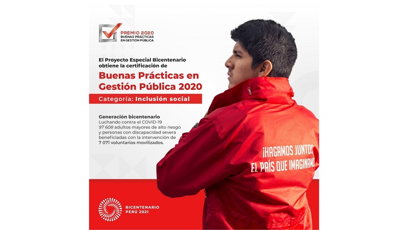 Proyecto Bicentenario obtiene certificación de Buenas Prácticas en Gestión Pública 2020