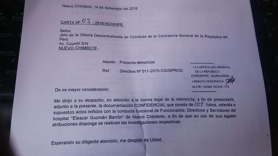 Nuevo Chimbote: Contraloría recepciona denuncias de presuntas irregularidades en el “Regional”