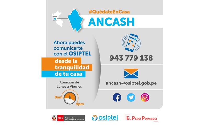 Osiptel Áncash realiza atención a usuarios vía telefónica y digital