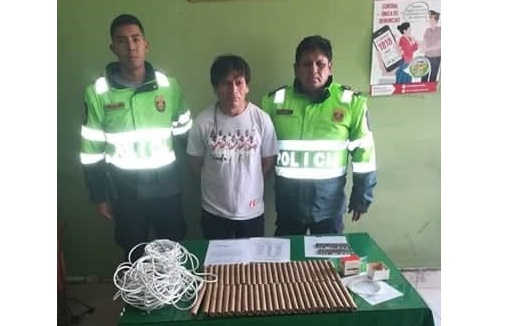 Áncash: Requisitoriado fue detenido con 50 cartuchos de dinamita en la provincia de Pallasca