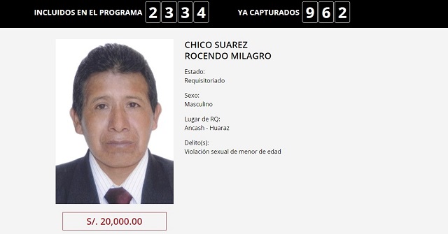 Cae uno de “Los Más Buscados” por violación en Casma y por quien se ofrecía 20 mil soles de recompensa