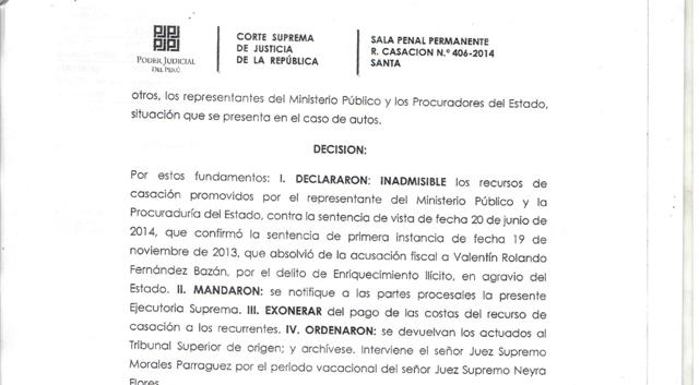 Sala Penal Permanente de la Corte Suprema falla a favor de alcalde de Nuevo Chimbote