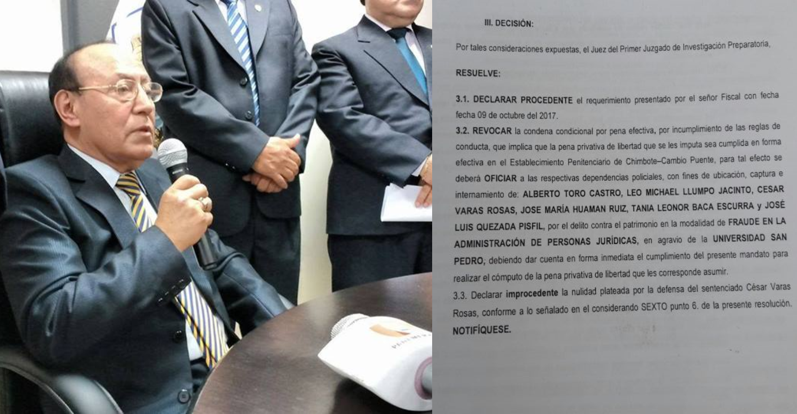 Chimbote: revocan condena condicional y ordenan captura de rector de la Universidad San Pedro