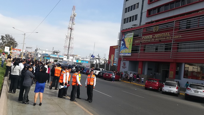 Corte del Santa participó activamente en simulacro de sismo programado por Indeci