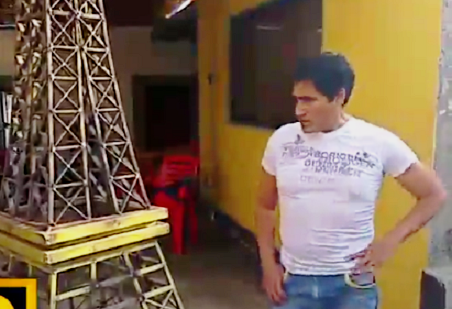 Soldador chimbotano construye una réplica de la Torre Eiffel