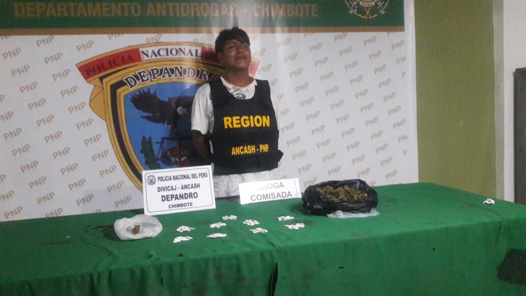 Nuevo Chimbote: detienen a sujeto con 350 gramos de marihuana y ‘ketes’ de cocaína 
