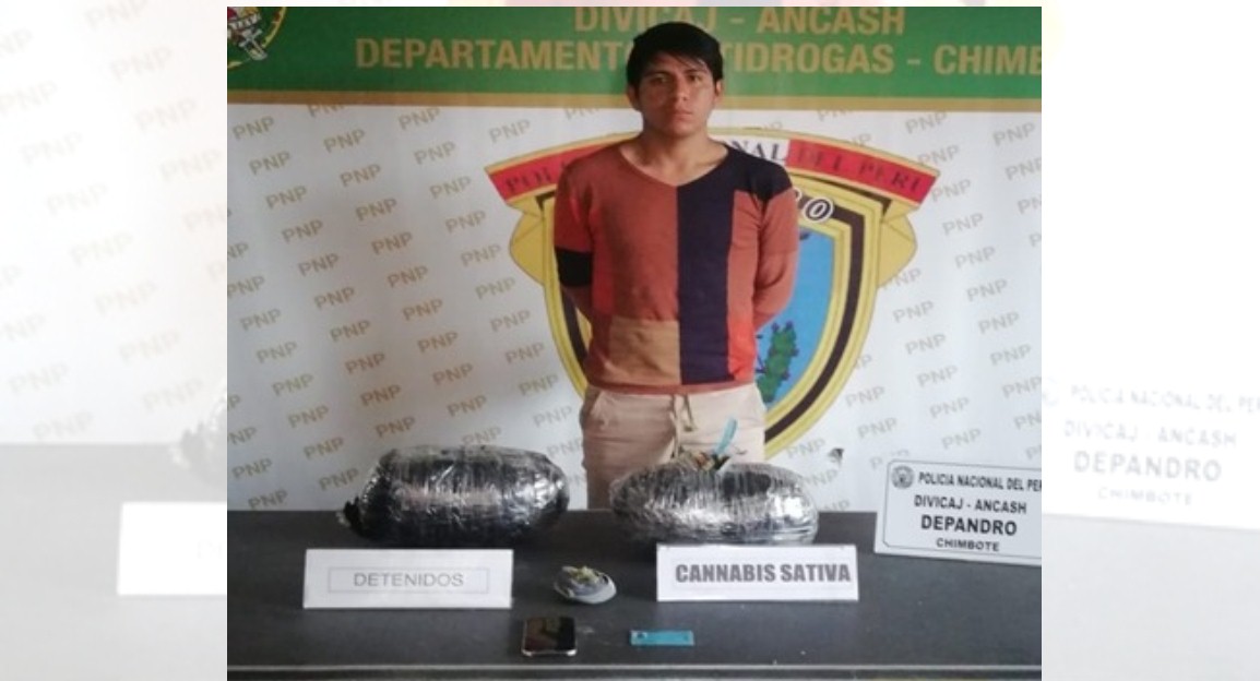 Chimbote: Detienen a sujeto en céntrico hostal con 4 kilos de marihuana