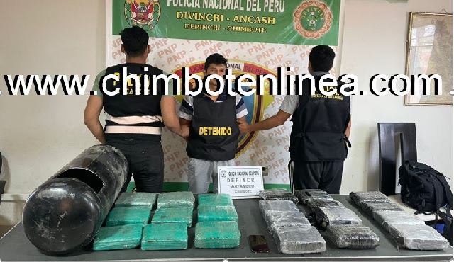 Agentes Antidrogas intervienen a sujeto con 24 kilos de marihuana en Nuevo Chimbote