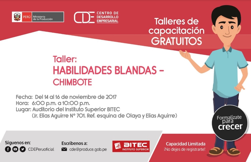 Taller gratuito sobre habilidades blandas ofrecerá Produce en Chimbote