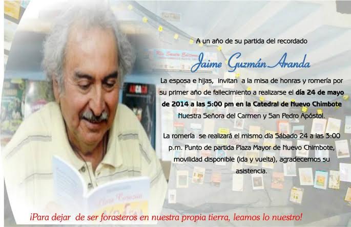 Misa y romería al reconocido poeta y editor chimbotano Jaime Guzmán