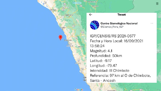 Fuerte temblor de magnitud 4.1 remeció hoy Chimbote y alertó a la población
