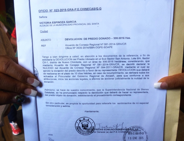 Chinecas pide a MPS devuelva 308 hectáreas invadidas por 80 pueblos en Nuevo Chimbote