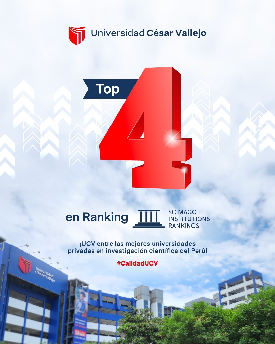 Ranking SCImago 2025: UCV en el Top 4 de las mejores universidades privadas del Perú