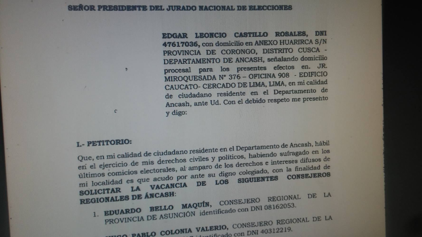 Áncash: solicitan vacancia de 7 consejeros por inasistencias injustificadas a sesiones del CRA