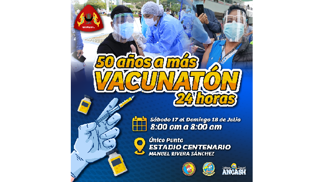 Vacunatón de 50 años a más continúa este sábado 17 y domingo 18 en Chimbote