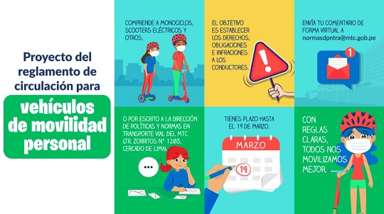 MTC pre publica reglamento para vehículos de movilidad personal
